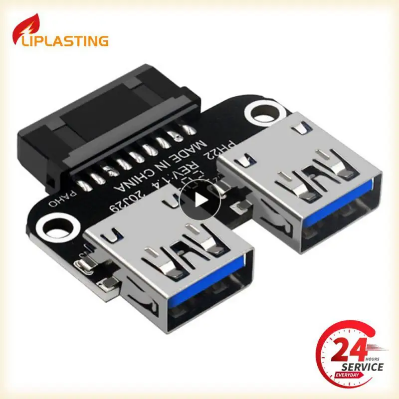 Female Motherboard Adapter USB 3.0 19 20 Pin Socket to Dual USB 3.0 A Splitter Anti-Interference Ability Stability