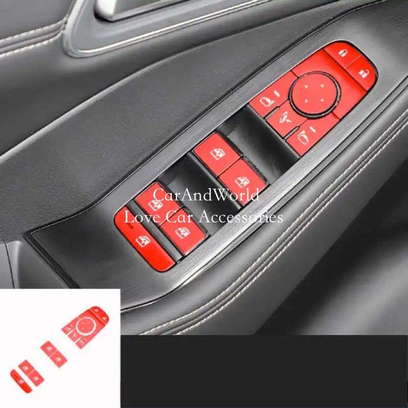 For Nissan X-Trail Rogue T33 2021-2024 Aluminum Alloy Car Door Window Glass Lift Gear Shift Button Sticker Cover Trims Accessory