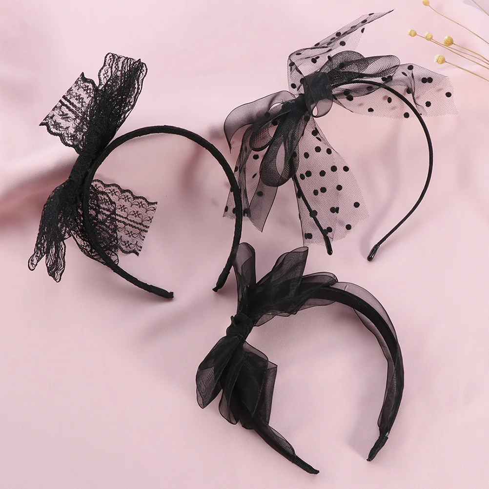 

Large Bow Headband For Women Fashion Hair Accessory Retro Party Wear Daily Mesh Hairband Decorative Headwear