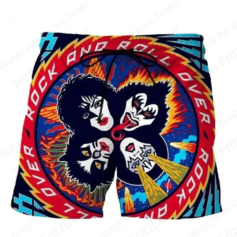 Kiss 3D Print Beach Shorts Men Women Board Short Sport Gym Swim Trunks Kiss Band Swimsuit Quick Dry Short Pant Boardshorts Boy