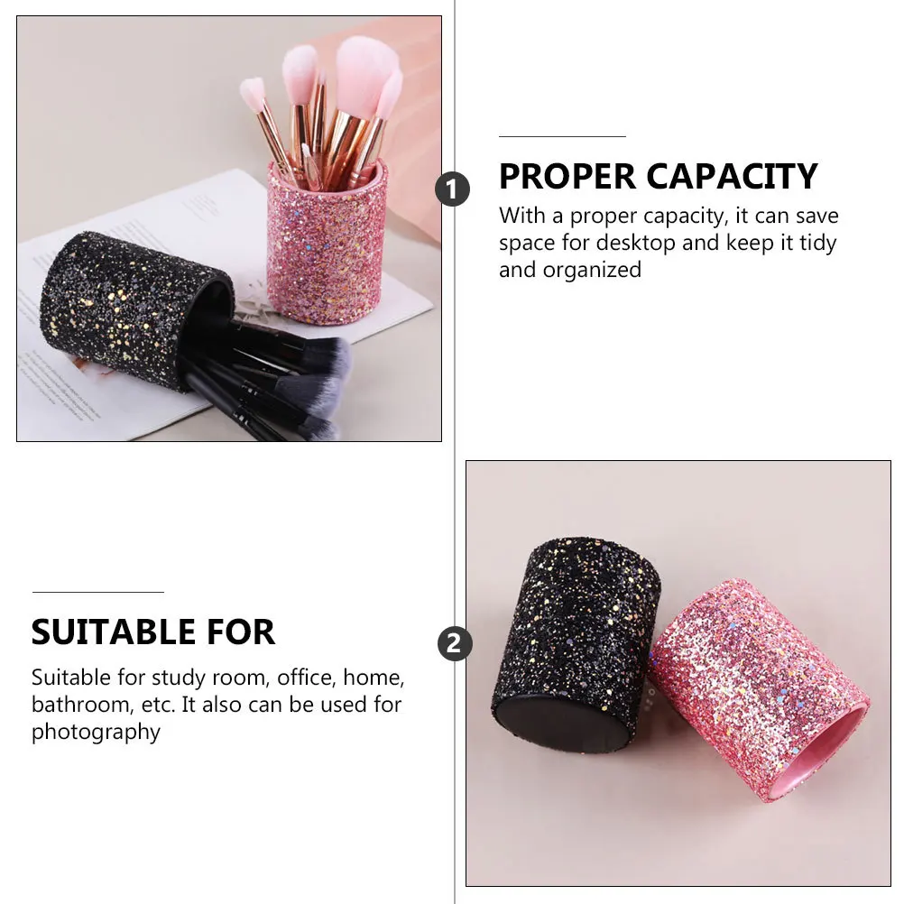 

Glass Pen Holder Multipurpose Storage Container Thickened Brush Holder Desktop Organizer Durable Stationery Makeup