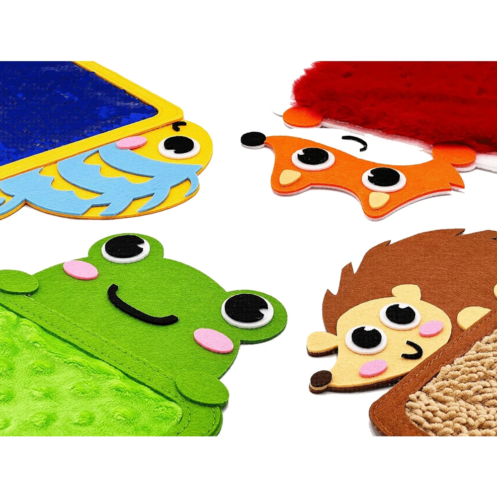 Felt Sensory Mats for Autistic Children Cartoon Animal Cognition Tiles Textured Pads Developmental Preschool Education Toys