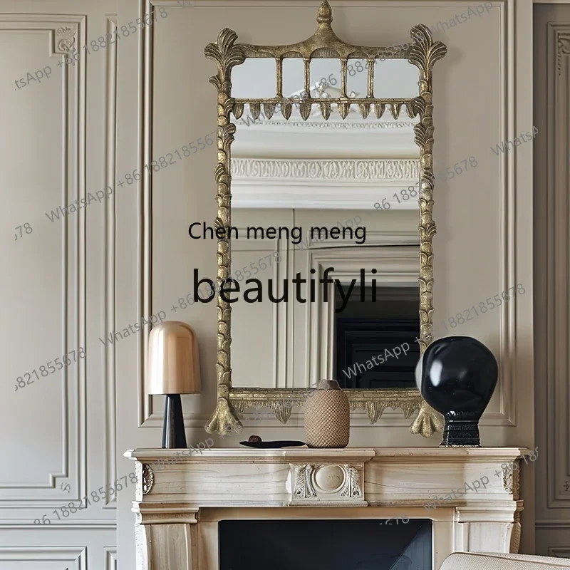 

2003French retro dressing mirror, full-length mirror, wall decoration, living room entrance, wrought iron mirror