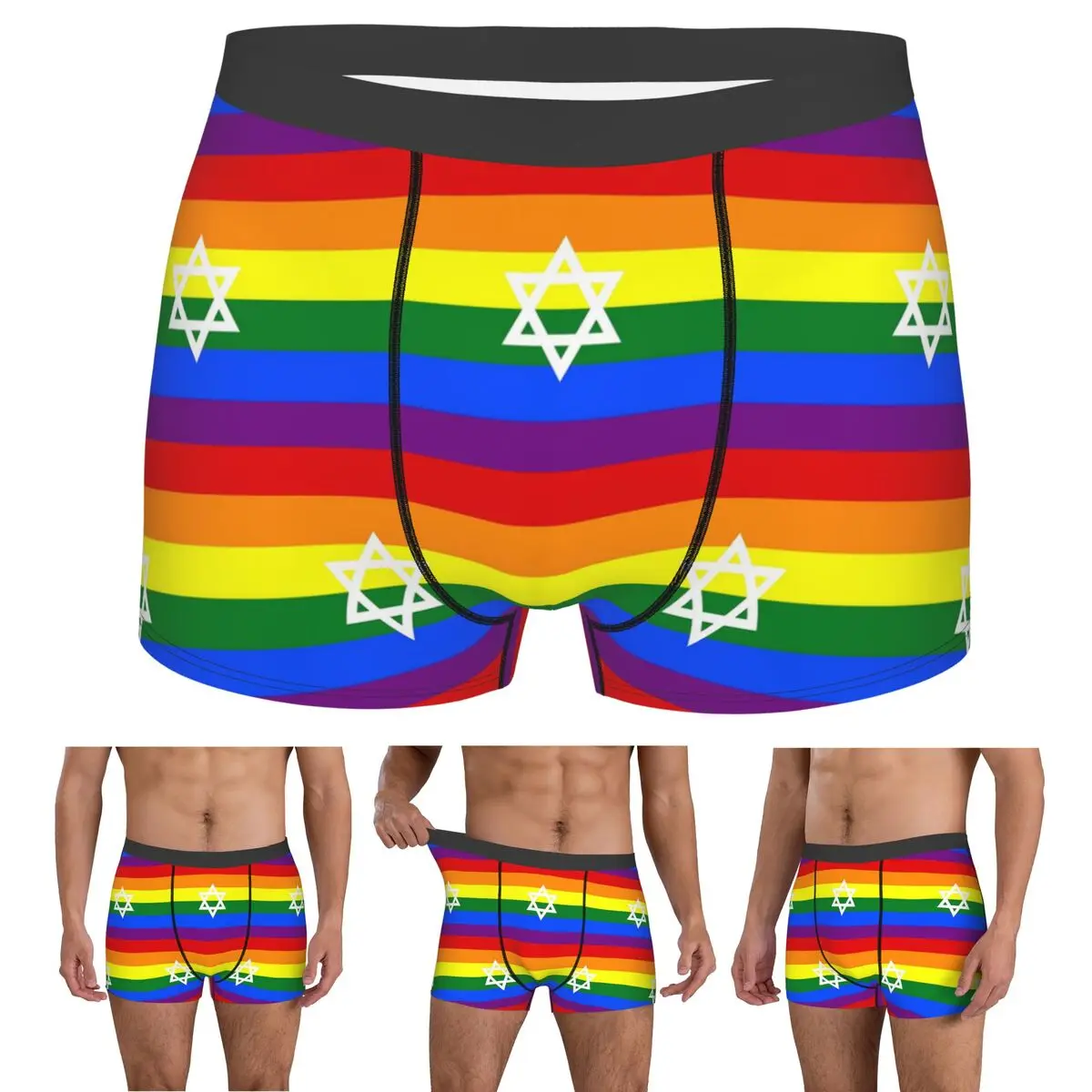 Boxer Underpants Shorts Israel Flag Panties Men Soft Underwear for Homme Man Boyfriend Gifts