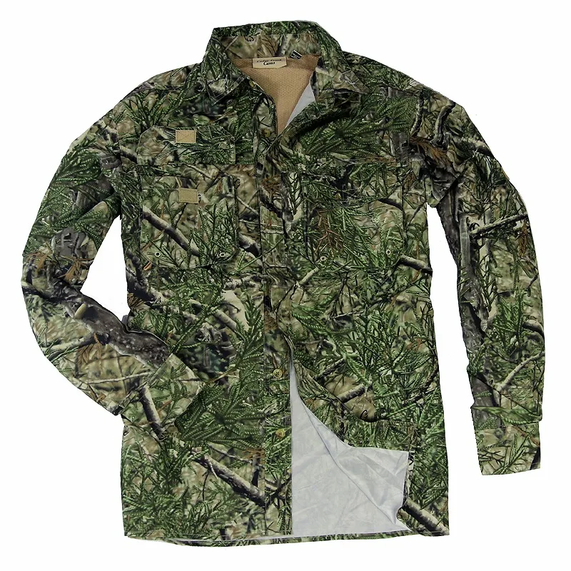 

Outdoor Semi-quick-drying Breathable Short-sleeved Shirt Leaf-inspired Camouflage Uniform Pattern for Hunting Tactical Cloth