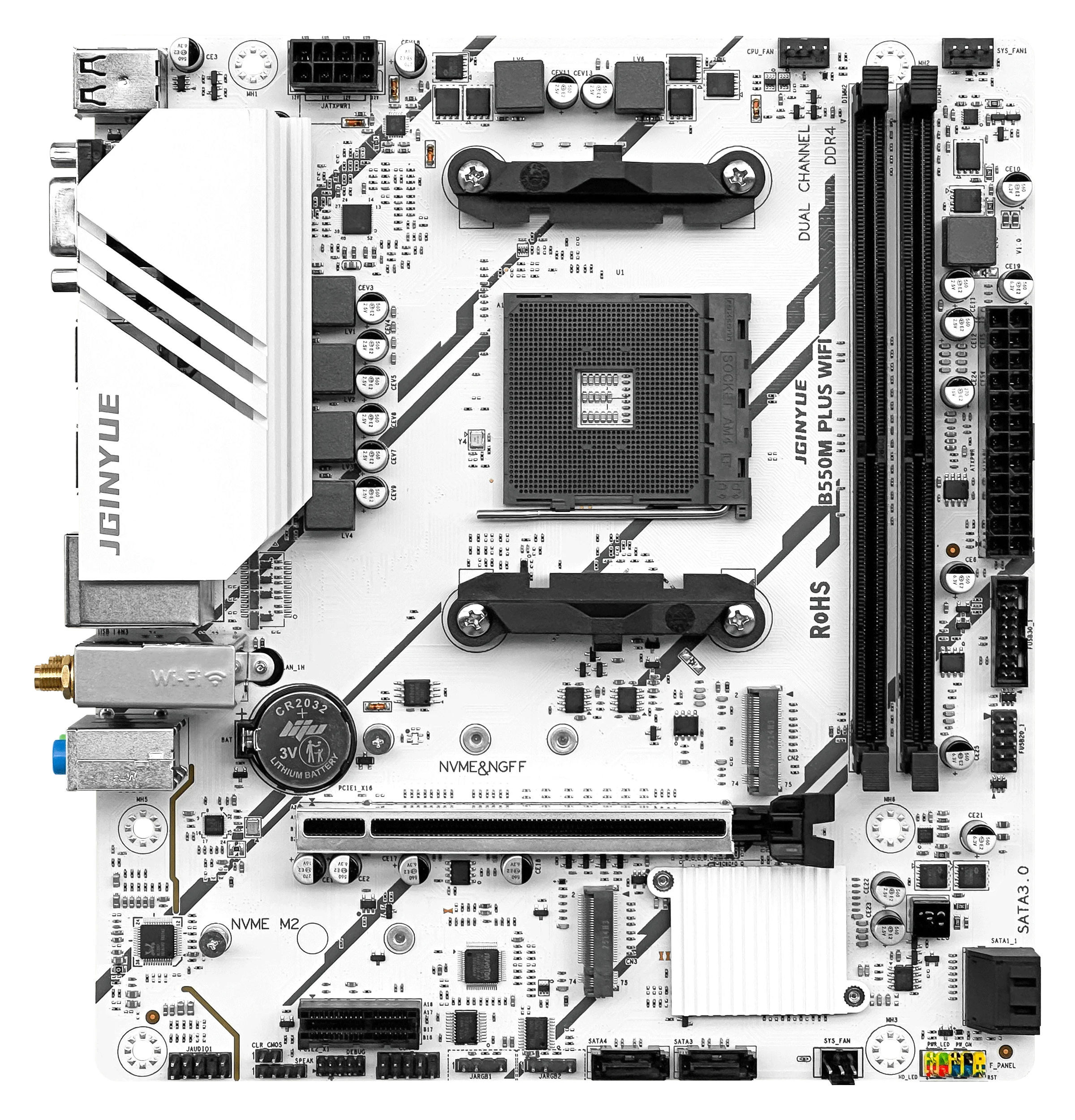 Dual M.2 ARGB Micro-ATX Desktop Motherboard with WIFI DDR4 AM4 PCIe 6 Integrated Graphics Card SATA Hard Drive RAM u sed Product