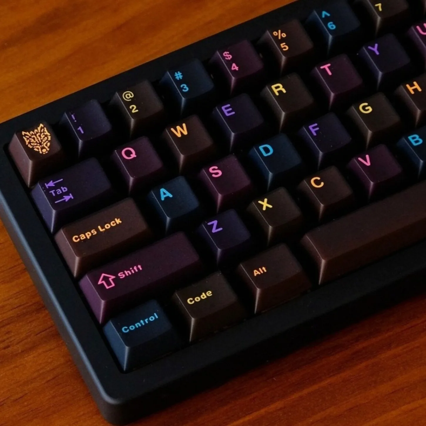 

Underground World Black Rainbow Keycaps 114+16 Keys ABS Two-Color Shine-Through Cherry Profile for Mechanical Keyboard