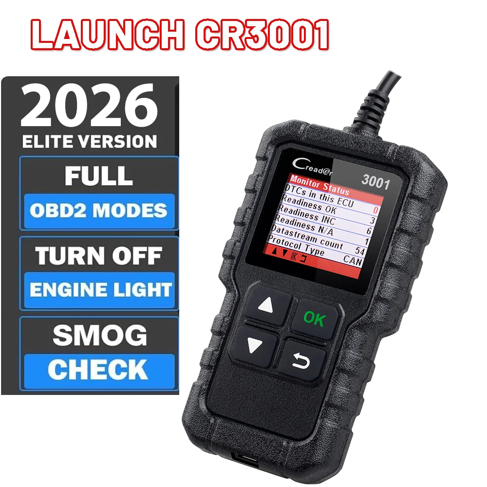 LAUNCH CR3001 Lecteur de codes OBD2 automobile, scanner de diagnostic, lecteur de codes d'erreur moteur, mise à jour gratuite à vie, pk ELM327