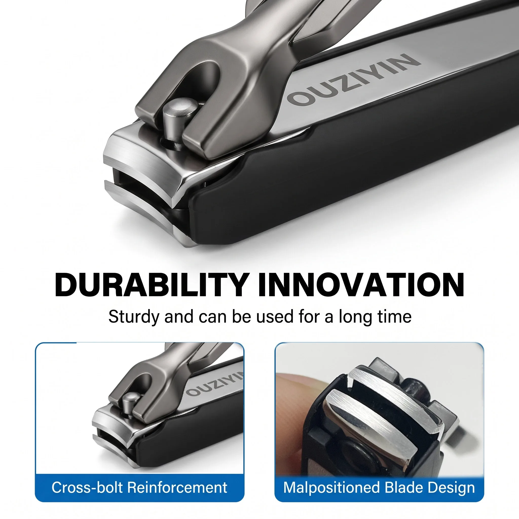 OURINER Anti Splash Nail Clipper Set Stainless Steel Sharp Nail Cutter With Nail File Portable Manicure Pedicure Tools