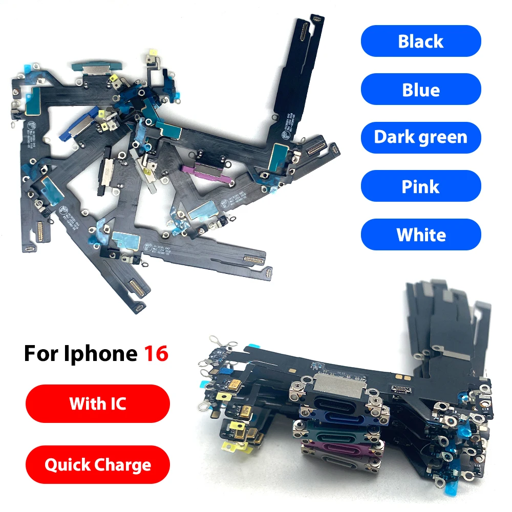 USB Charge Port Jack Dock Connector Charging Board Flex Cable For IPhone 16 / 16 Pro / 16 Plus / 16E
