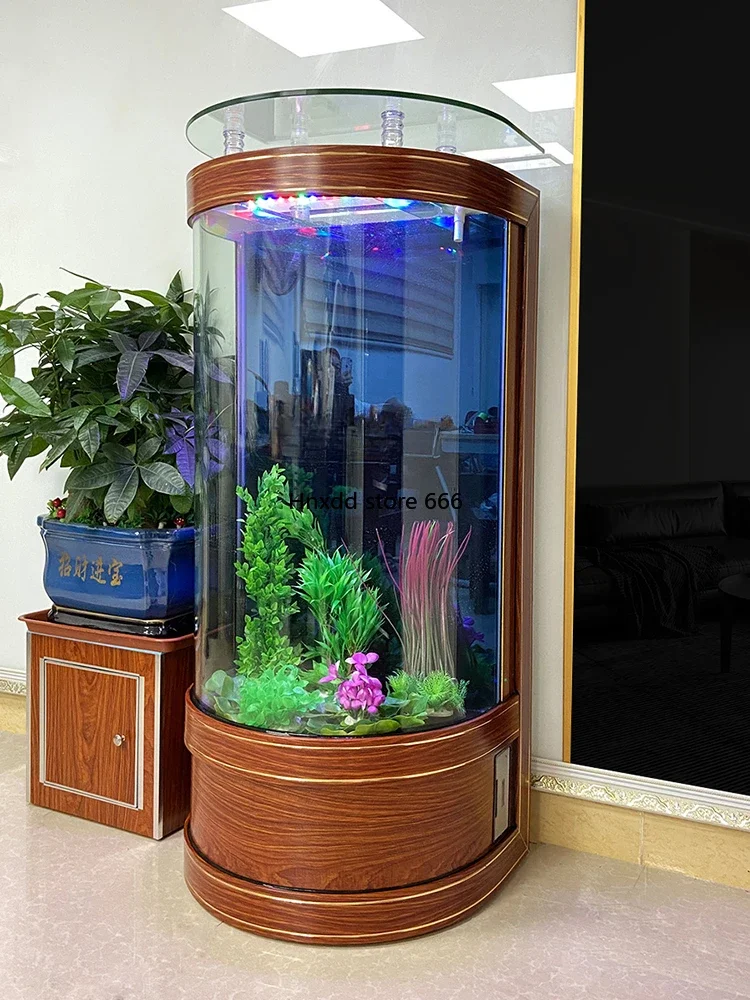 Semi-Cylindrical Fish Tank Living Room Large Aquarium TV Cabinet Home Integrated Floor