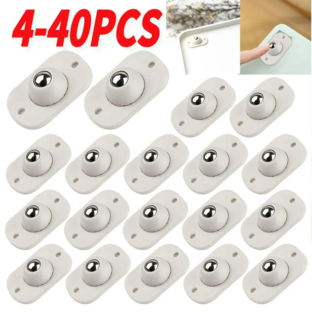 4-40PCS Wheels For Furniture Self-Adhesive Castors Stainless Steel Roller 360 Degree Mini Paste Swivel Wheels for Storage Box