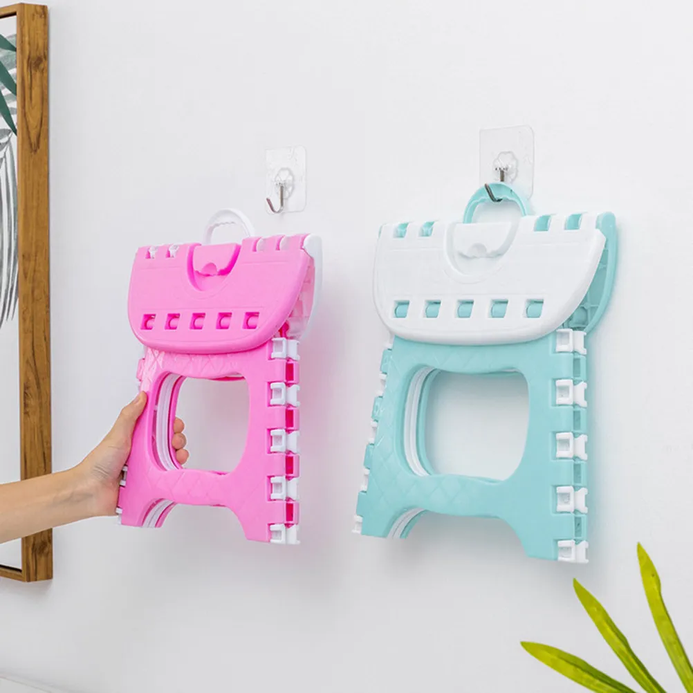 Folding Step Stool Large Size Portable Lightweight Plastic Kids Bench For Bathroom Kitchen Rv Use Non-Slip Textured Surface