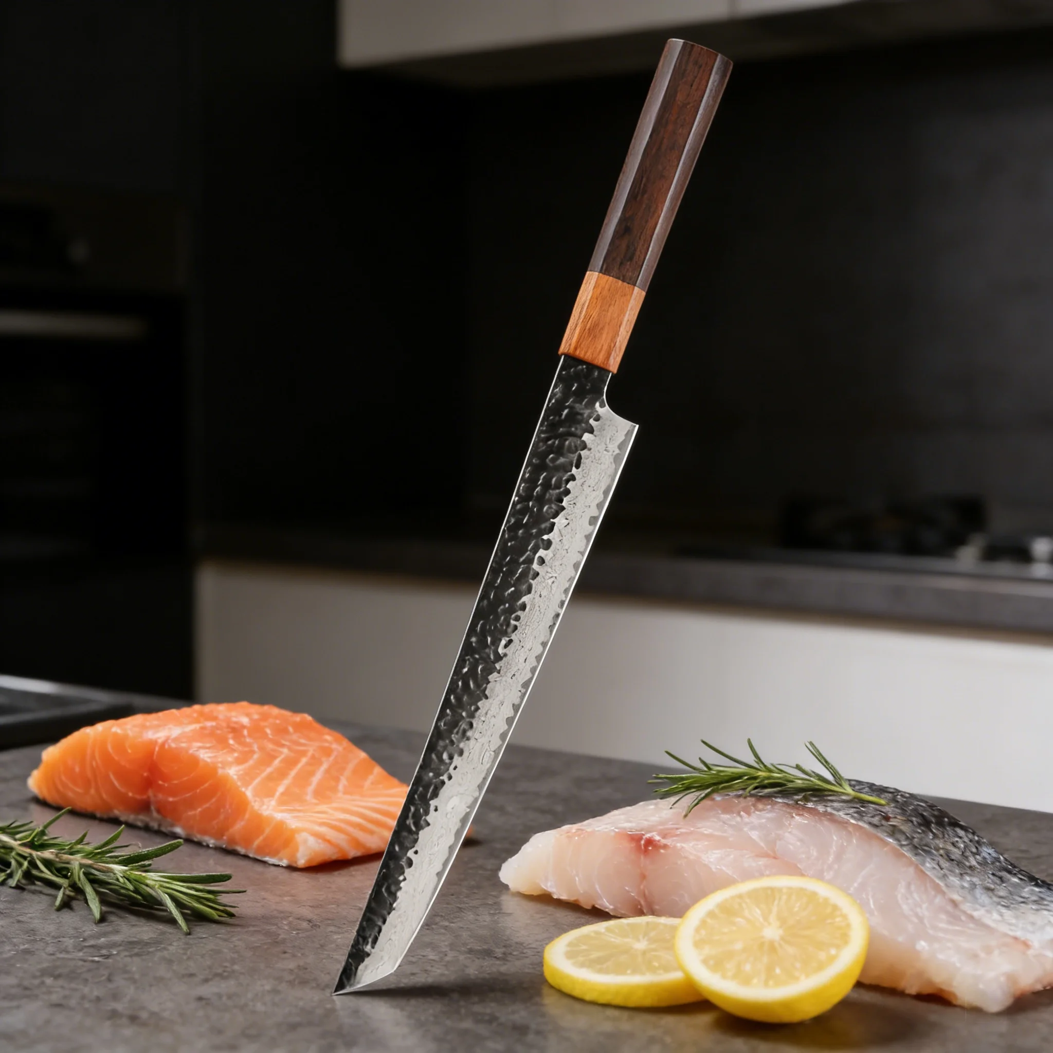 Cuchillo de Sashimi Profesional de Acero Damasco de 67 Capas, Cuchillo Ultra Afilado para Cortar Pescado Crudo de Sushi, Herramienta Esencial de Cocina