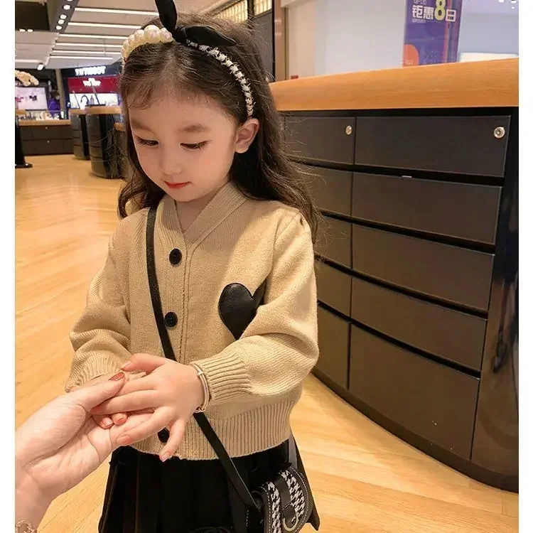 

Girl's Cardigan Sweater Children 2023 New Spring Clothing Top Baby Girl Sweater Coat Spring and Autumn Fashion