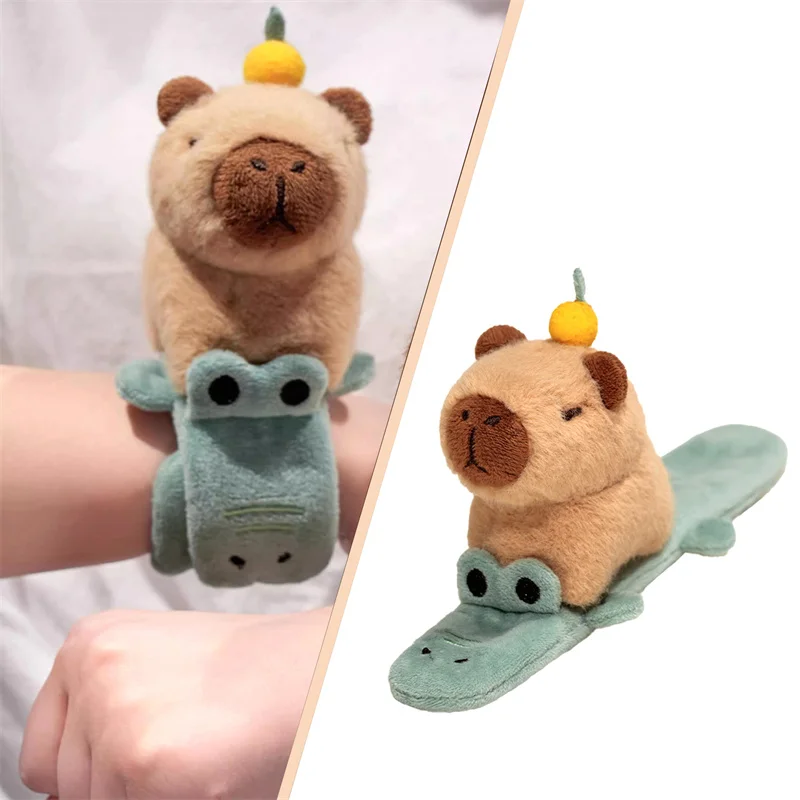 Capybara Clap Circle juguetes Slap Snap Wrap pulsera Capybara anillo de mano de felpa diversión Pop círculos niños regalo de Navidad