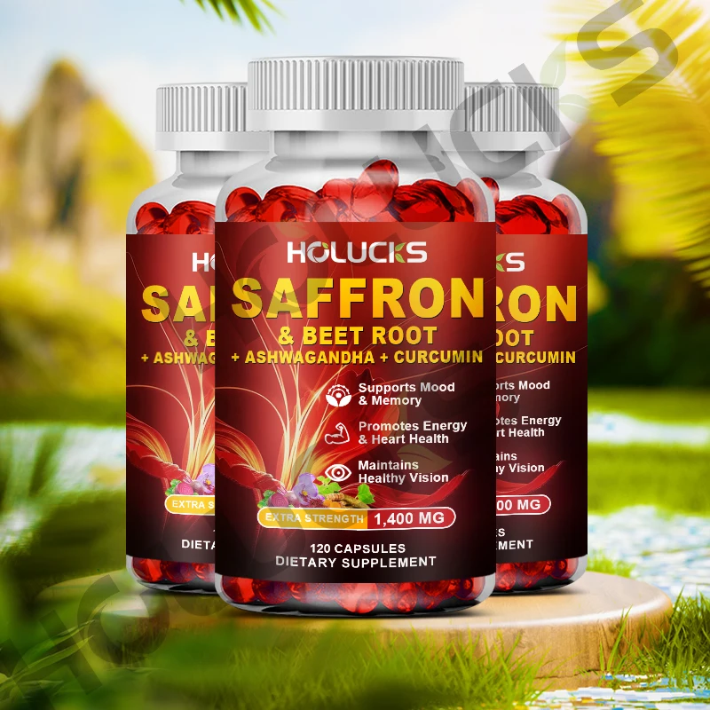 

Saffron Capsules - Enhances Energy,Enhances Mood, & Supports The Eyes With 60 Capsules For Both Men & Women