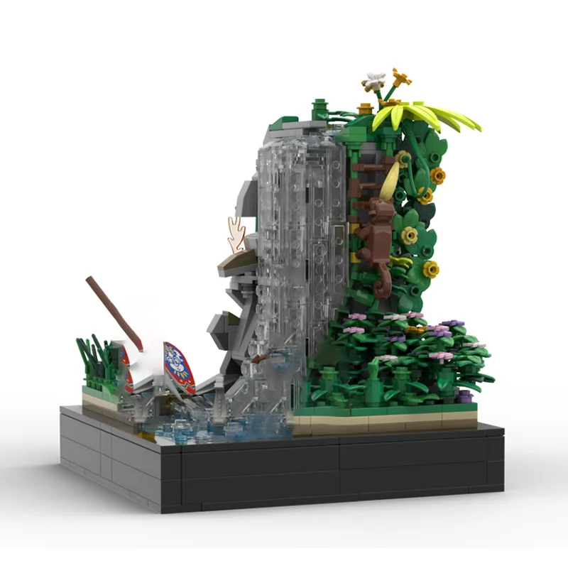 Moc Bausteine Modulare Inseln Angeln Party In Der Nähe Der Wasserfall Technologie Blöcke Weihnachten DIY Spielzeug Bau Geschenke