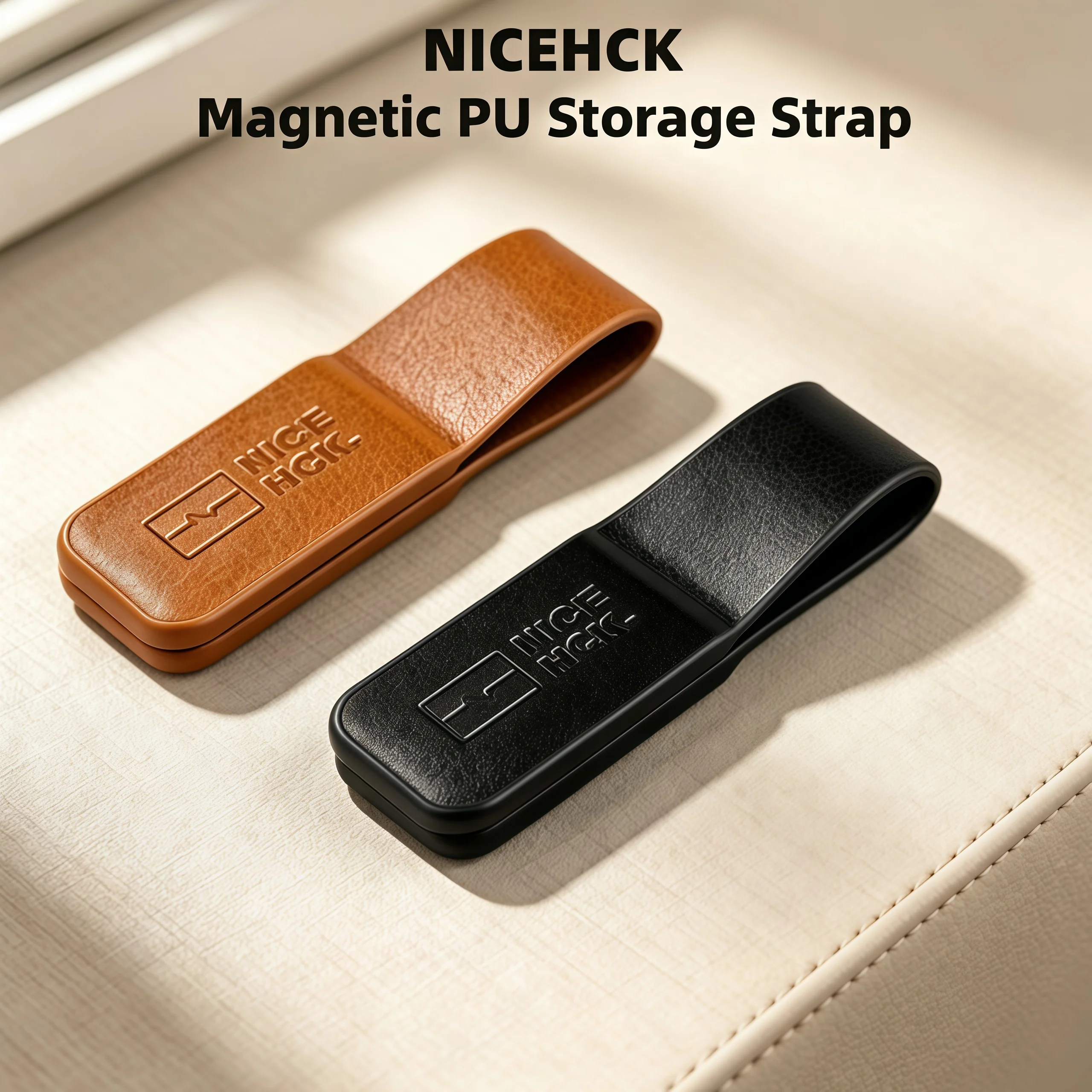 NICEHCK Neatly Organize Earphone Magnetic Suction PU Leather Storage Strap Earphone Winding Cable Cable Manager Cable Buckle