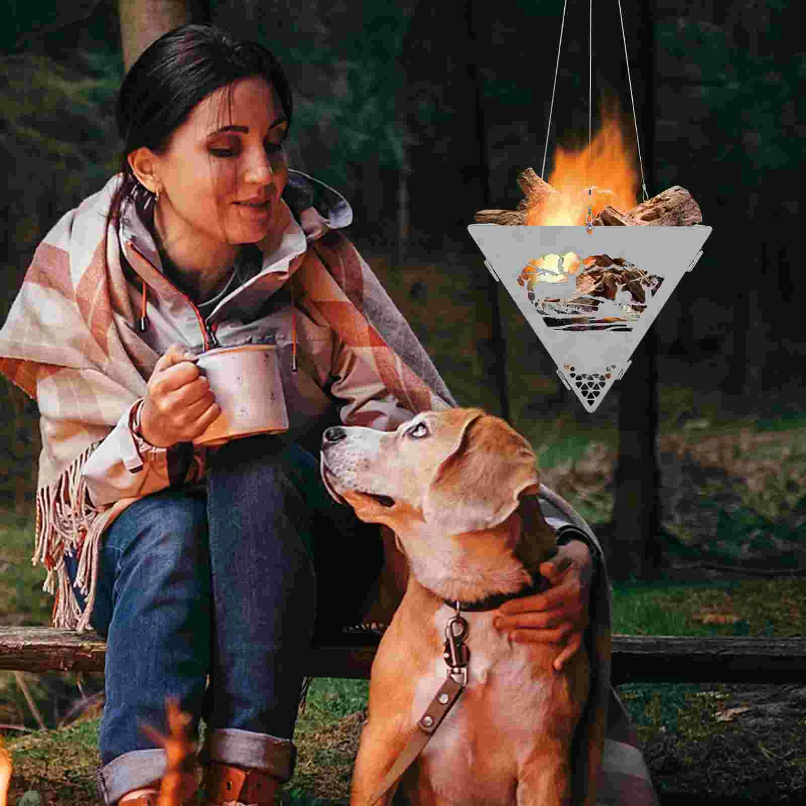 Bonfire Stove Hanging Triangle Campfire Platform Metal Adjustable BBQ Camping Supplies Pit