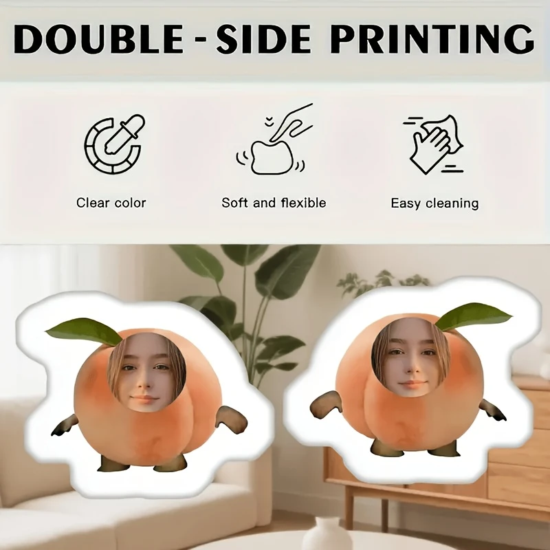1pc Custom Portrait Throw Pillow, Personalized Peach Character Pillow - Photo Customization, Double-Sided Printing, Suitable for