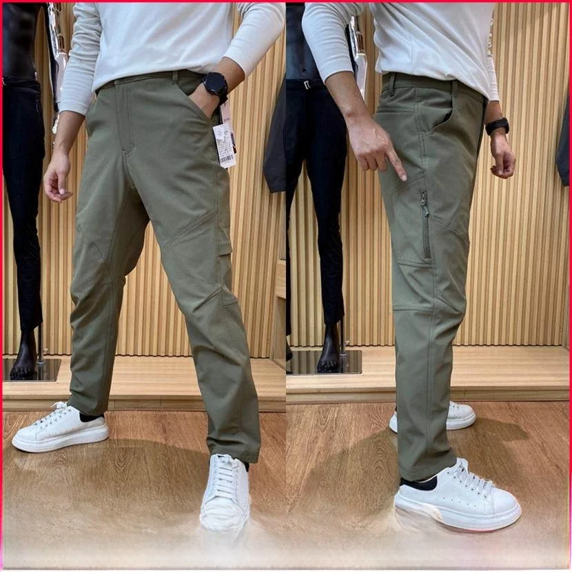 

Men's Autumn Winter Fce Lined Soft ell Cargo Pants Straight Leg Casual Trousers Youthful Vitali Sle Pure Color Pattern