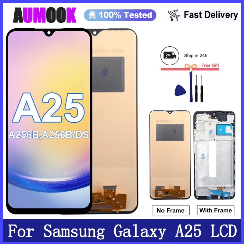 Nueva pantalla AMOLED para Samsung Galaxy A25 5G, pantalla LCD, digitalizador de pantalla táctil para Samsung A256E A256B A256U, reemplazo de pantalla
