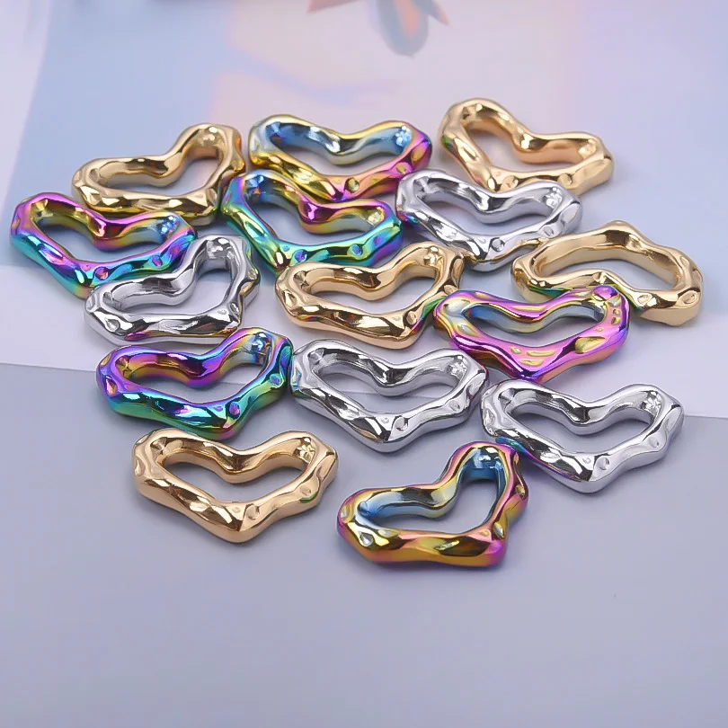 7Pcs/Lot Stainless Steel Personalized Irregular Geometry Round Heart Charms Diy Embossed Punk Dangle Pendant Jewelry Wholesale