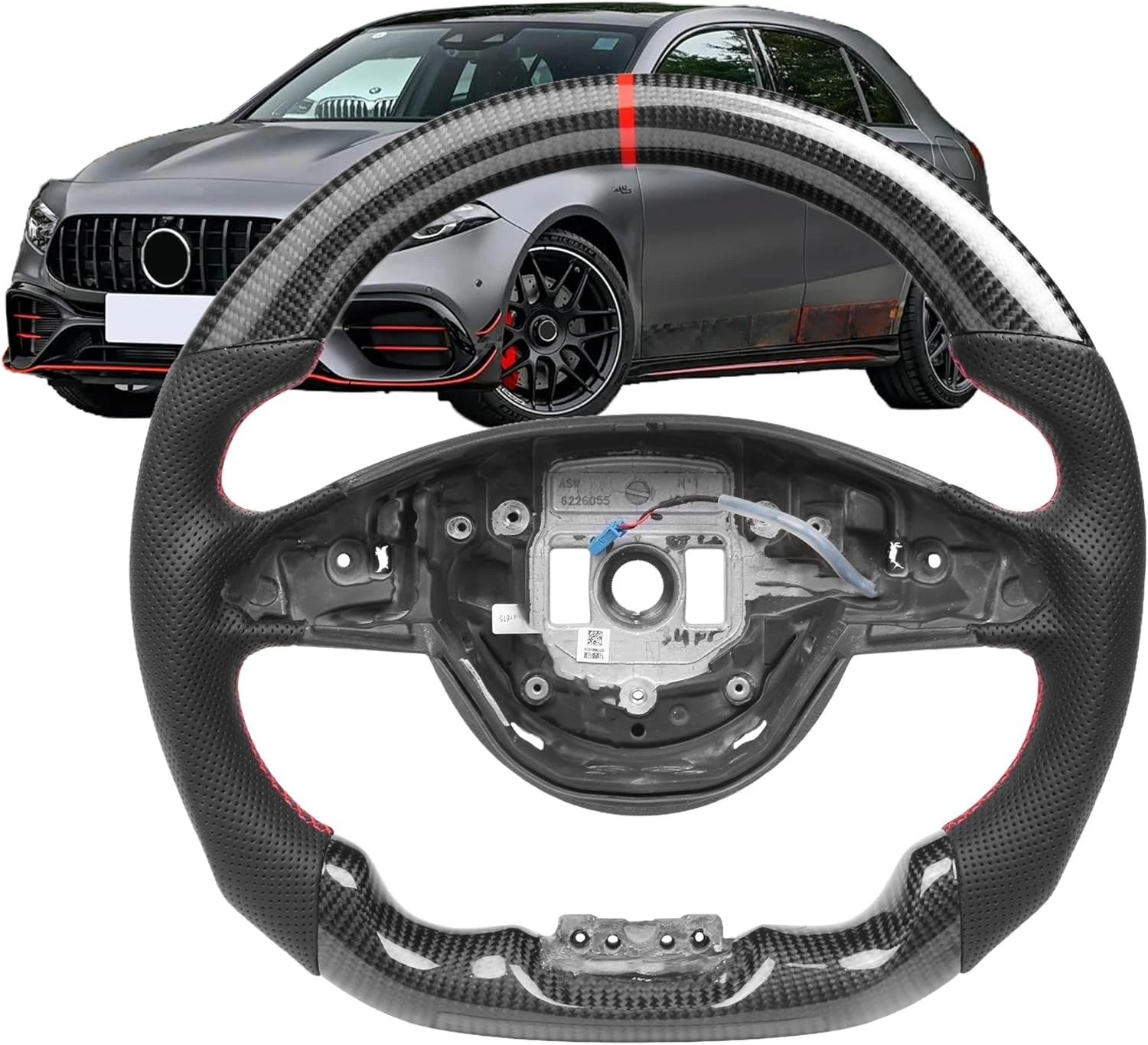 

Real Carbon Fiber Steering Wheel for Mercedes Benz A C E Class 15-17 AMG GLC GLS CLA D-Shaped Flat Bottom Steering Wheel