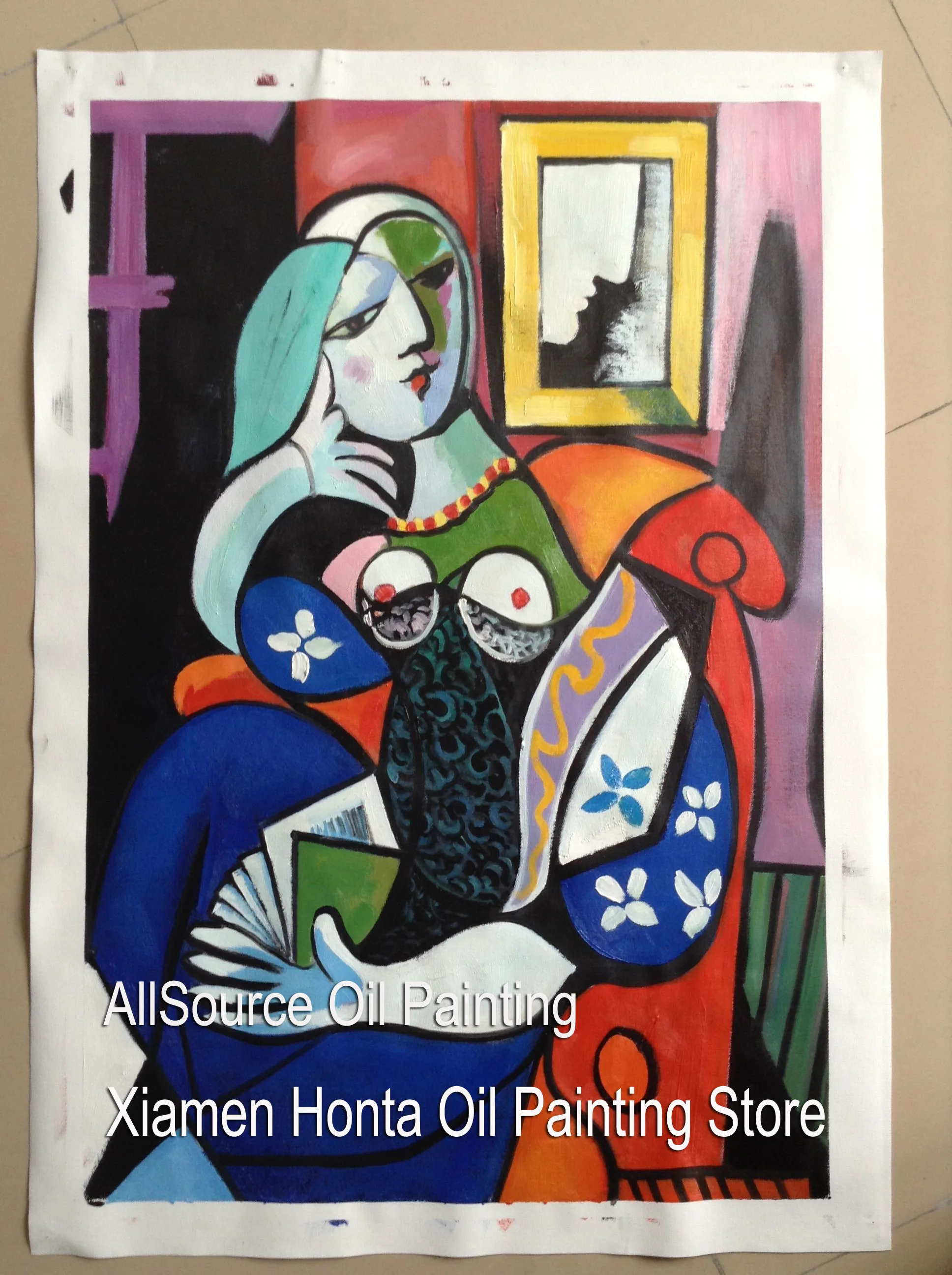 100% handmade high quality Oil Painting Reproduction on Linen Canvas,woman-with-book-1932,Free fast Shipping