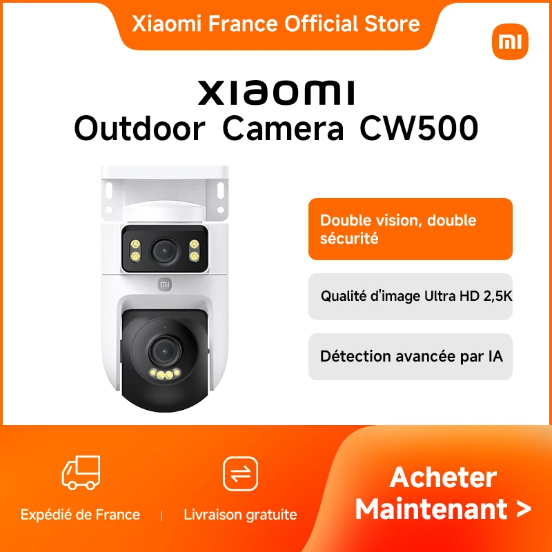 [Officiel] Xiaomi Outdoor Camera CW500 Dual | Double objectif 4 MP, Vision nocturne intelligente en couleur, Détection intelligente de personnes et de véhicules par IA, Wi-Fi 6 double bande, Alarmes sonores et lumineus