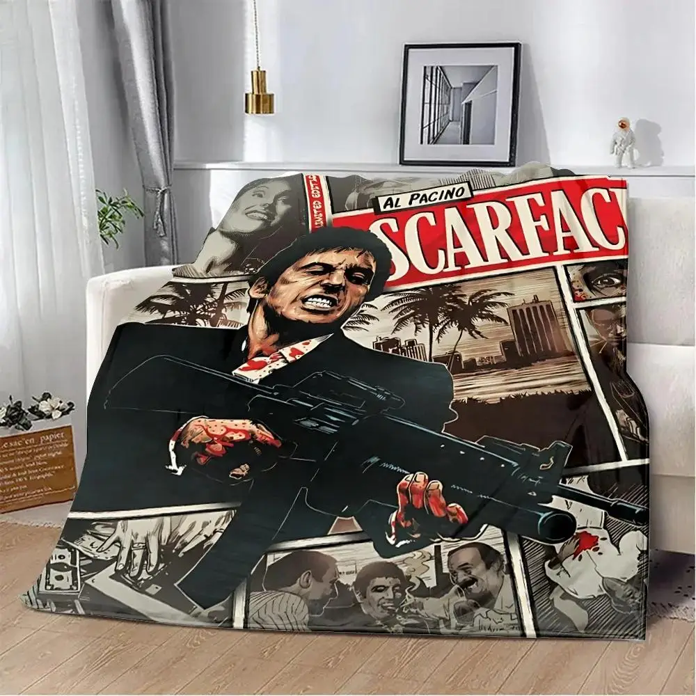 

Плед с принтом Scarface, мягкий и теплый, идеально подходит для дома, путешествий, пикников и в качестве подарка на день рождения.