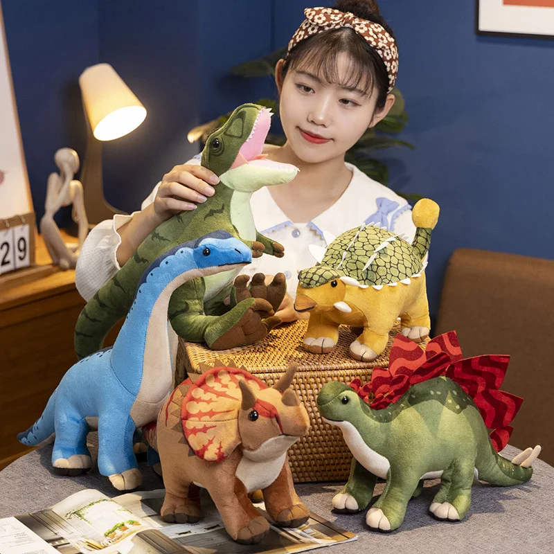 Imitation Dinosaur Plush Toys  Triceratops Stegosaurus Tyrannosaurus Ankylosaurus Stuffed Dolls Real Life Cartoon Dinosaur Toys