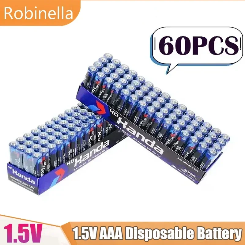 AAA 1.5V Carbon Zinc Dry Batteries 60PCS Disposable No.7 Cells for Weight Scale Wall Clock Electronic Toy Power Pack
