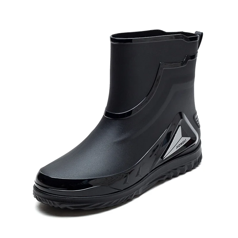 

New Men's Fashion Mid-calf Rain Boots Waterproof Outdoor Male Rainboots Water Shoes Wellies Boots With Warm Socks