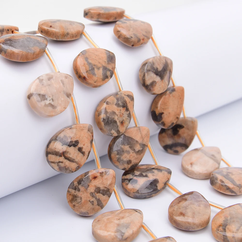 

APDGG Big 35mm Natural Yellow Feldspar Stone Top-drilled Teardrop Loose Beads 15'' Strand Jewelry Making DIY