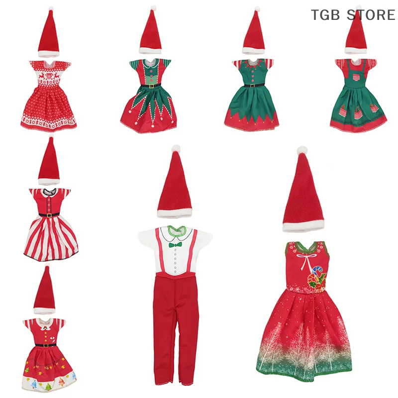 

1 комплект, рождественское платье, наряд, шляпы для куклы 11 дюймов, 30 см, модная одежда, аксессуары для кукол