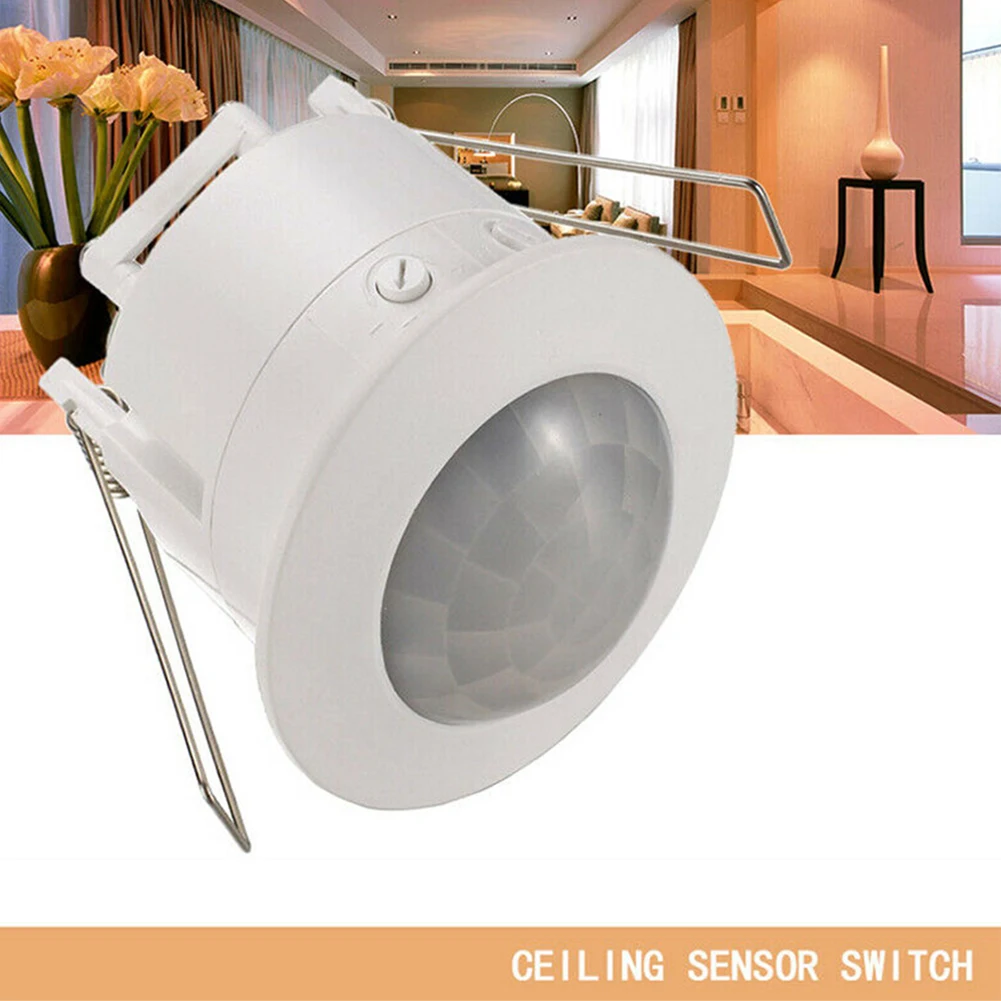 PIR Presence Detector 110-240V 360-Degree Detection Angle Recessed PIR Ceiling Occupancy Motion Sensor Detector Light Switch