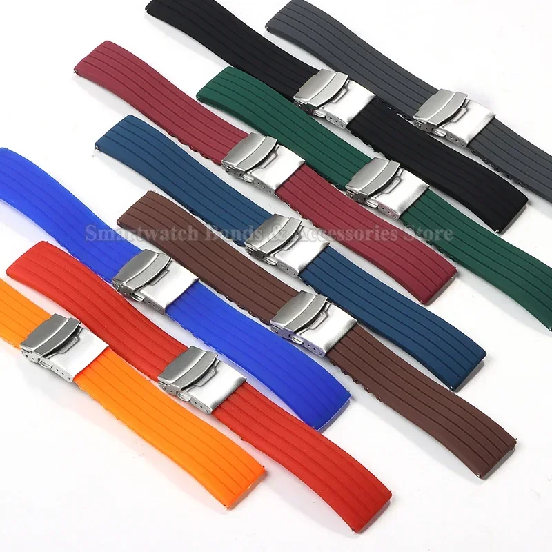 Силиконовый ремешок для часов Seiko, 20 мм, 22 мм, 24 мм, быстросъемный браслет для Fossil Sport, мужской и женский универсальный резиновый ремешок для часов