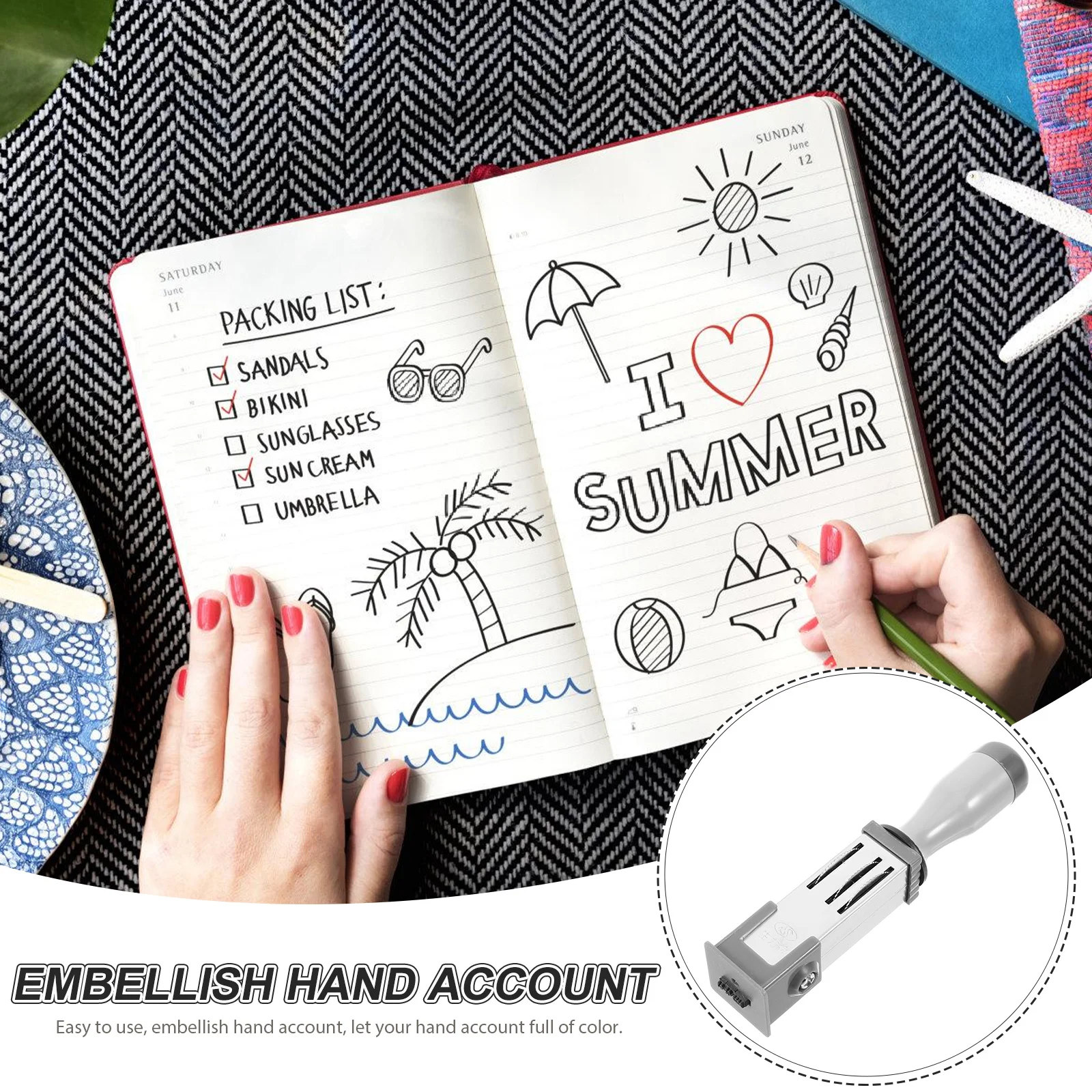 Date Stamp Material File Accessory Multi-use Daily Stamper Metal for Office Small Rolling