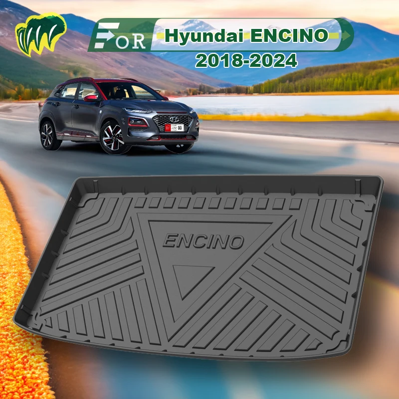 

For Hyundai ENCINO 2018-2024 TPE Custom Fit Car Trunk Mat All Season Black Cargo Mat 3D Shaped Laser Measured Trunk Liners