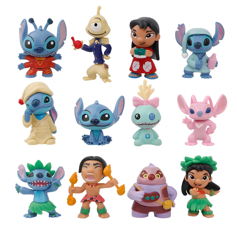 12 stks/set Stitch Scrump Lilo 5-7 cm PVC Anime Figuur Stripfiguren Collectible Model Speelgoed voor Kinderen