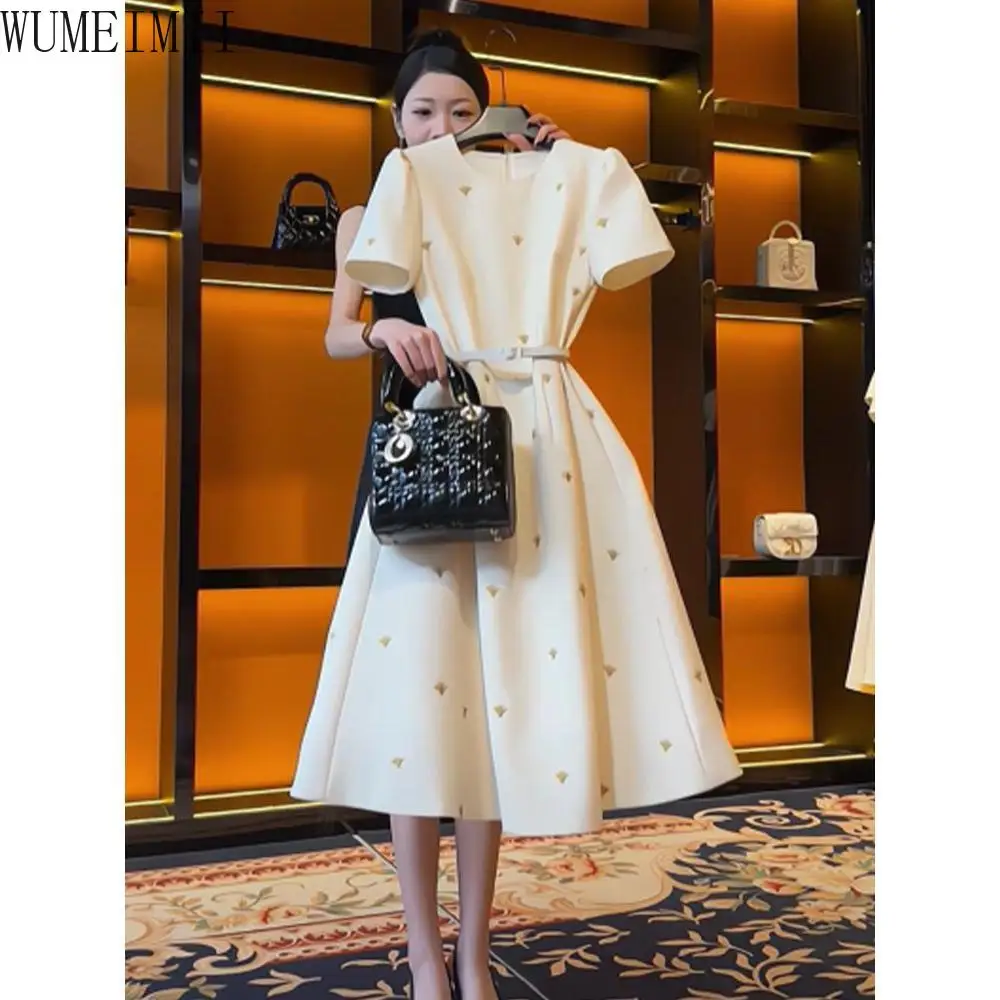 

High-end exquisite white waist dress women's summer 2025 new high-end skirt birthday dress for women