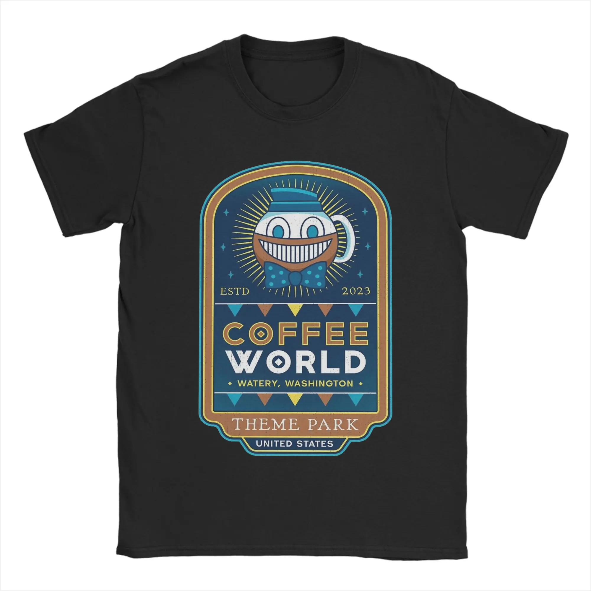 Watery Coffee World Alan Wake 2 T Shirts for Men 100% Cotton T-Shirt Game Anime Tee Shirt Short Sleeve Clothes New Arrival
