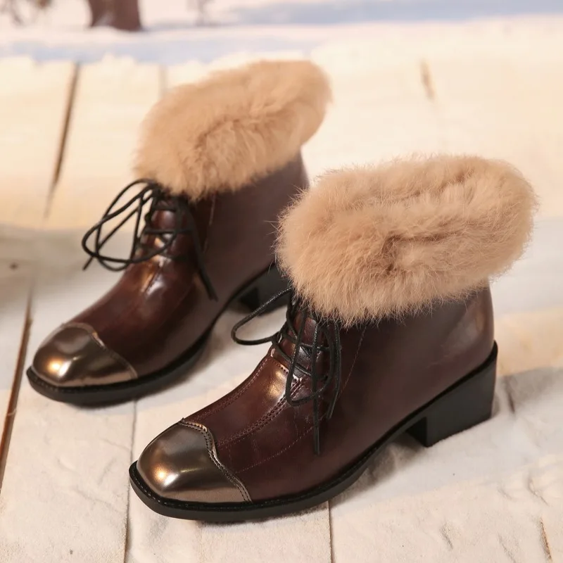 Sheep Fur Integrated Thickened Warm Block Heel Women's Shoes 2026 New Non-slip Booties
