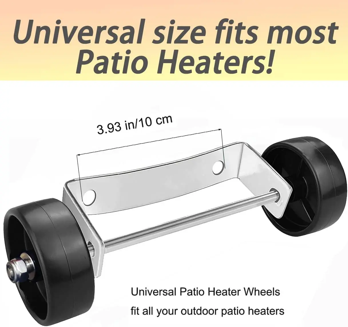 Patio Heater Wheel Kit-Stainless Steel Silver Bracket + Black Wheels,Patio Tall Propane Gas Patio Heater Wheels Replacement Mova