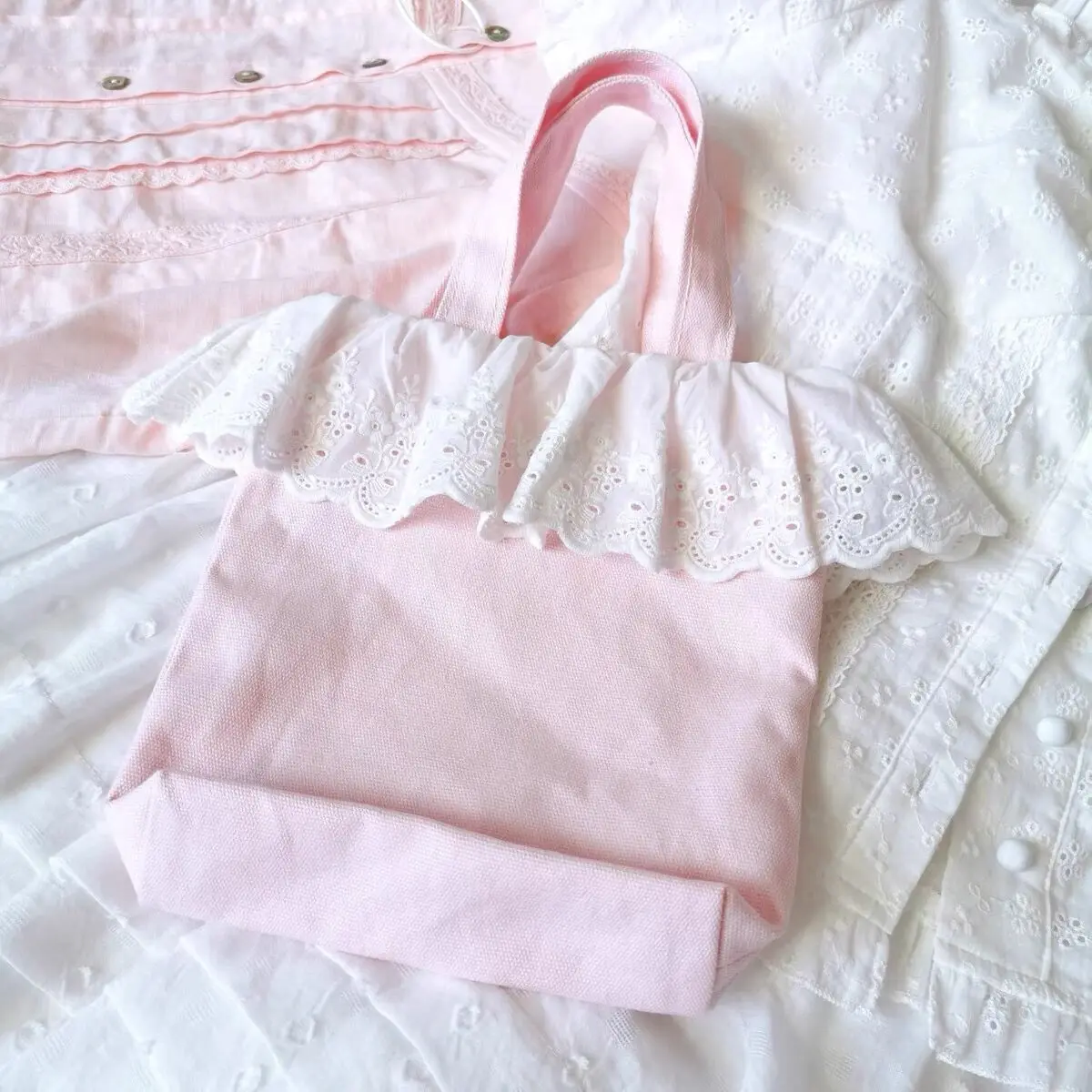 

Mini Lace Printing Canvas Portable Bags for Women, Cute Female Handbag, Casual Tote, Lunch Bag