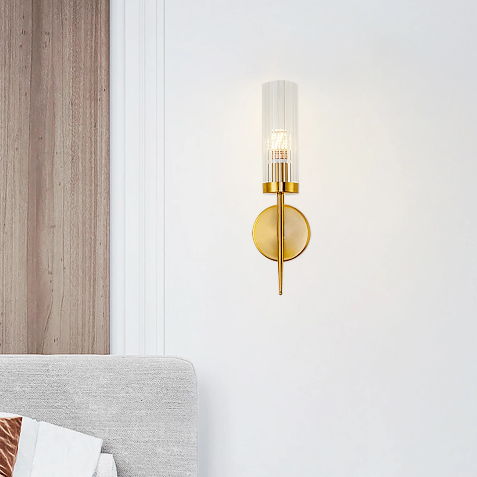 Lampada da parete moderna in oro, apparecchio cablato a testa singola da 110 V, compatibile con lampadina E26 (60 W max) per illuminazione di corridoi e scale