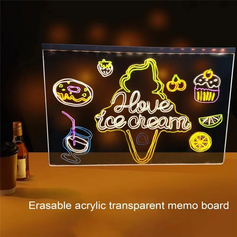 Qy-Light Up لوحة رسائل أكريليك قابلة لإعادة الكتابة لتقوم بها بنفسك لوحة رسم متوهجة للأطفال مصباح رسالة مع 7 أقلام ملونة 15*15 سنتيمتر