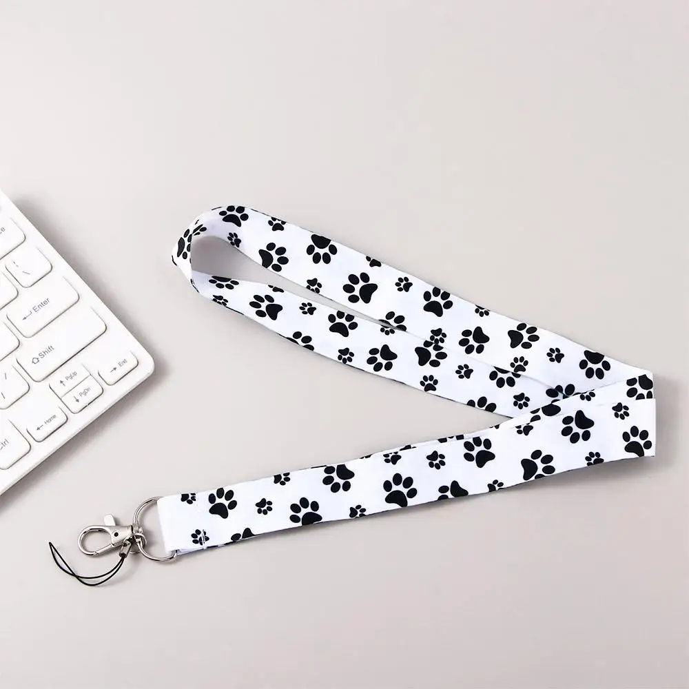 Cute ID Card Rope Camera Strap Hang Rope Badge Lanyard Holder Mobile Phone Straps Paw Print Neck Strap